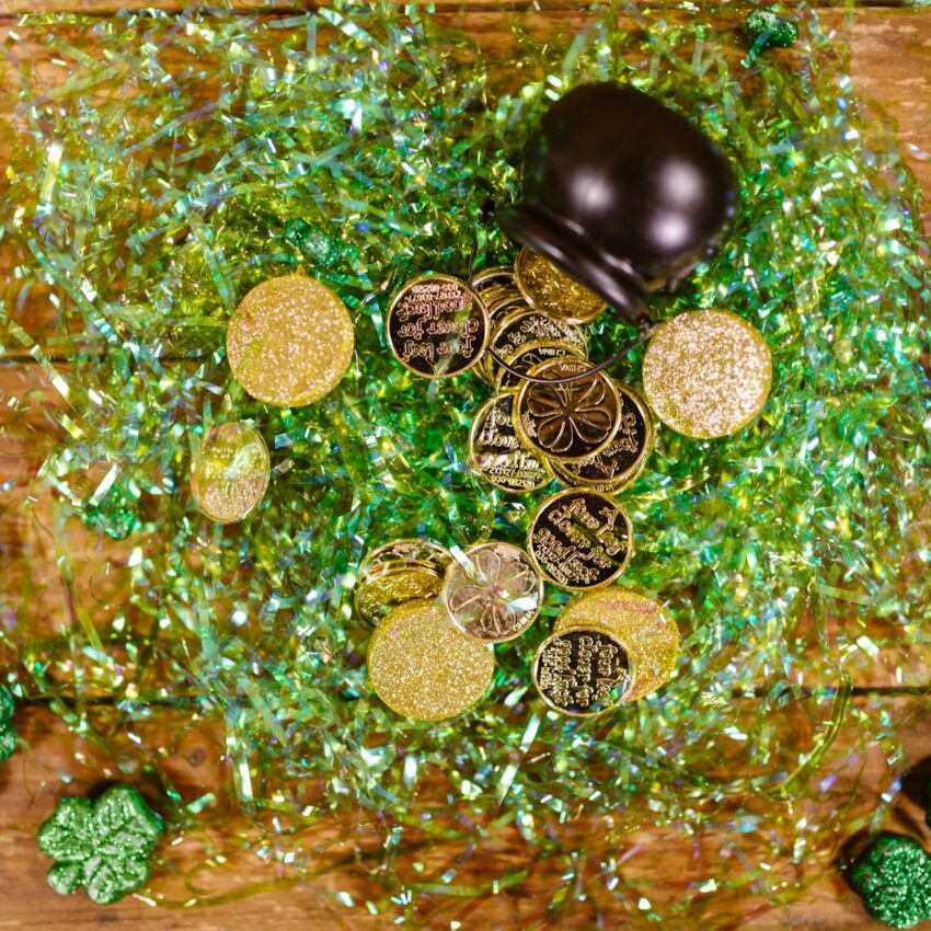 overhead photo of st patrick s day props
